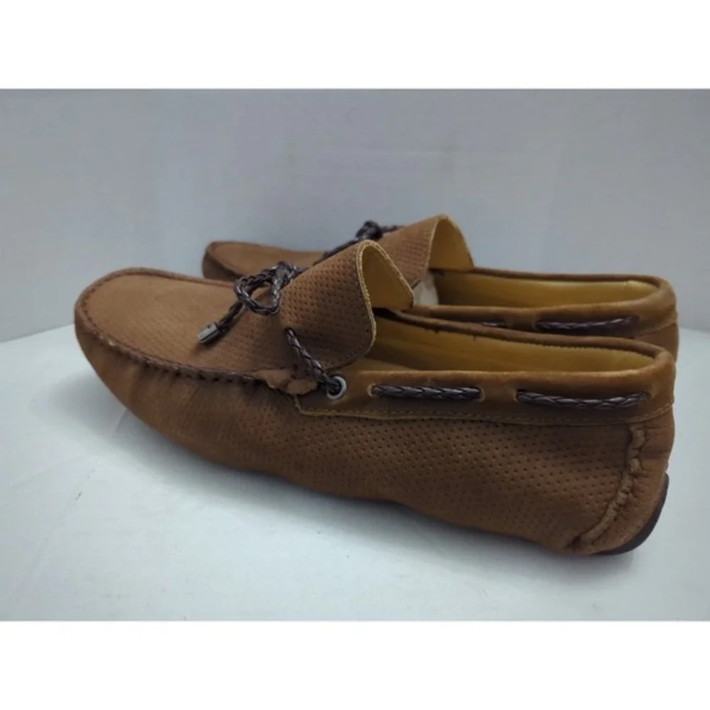 Vintage Saks Fifth Avenue Mens‎ Brown Leather Loafers Braided Tassel Sz 8.5M